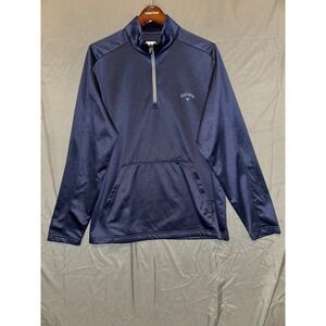 Callaway Golf Mens Pullover 1/4 Zip Long Sleeve Dark Blue Opti-Dri Size Large